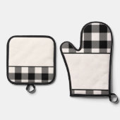 画像/ロゴ白黒バッファロープレイドの追加 鍋つかみ&鍋敷きセット (正面)