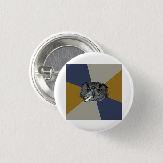 画学生のフクロウのアドバイス動物のミーム 缶バッジ (正面&裏面)