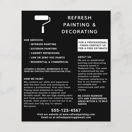 画家およびデコレータ絵を描ローラブラック チラシ (正面)