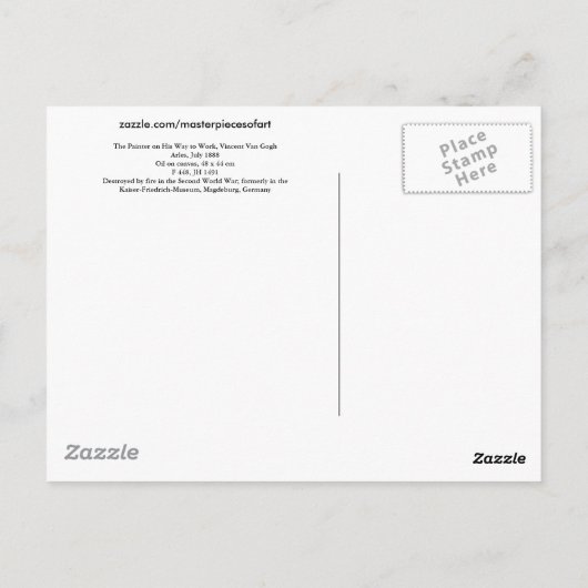 画家が彼の仕事に向かう道，ヴァンゴッホファインアート ポストカード (裏面)