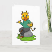 画家としてのキリンとペンキブラシ カード (裏面)