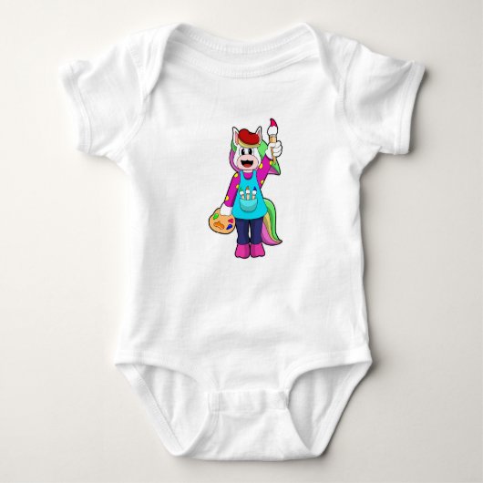 画家としてのユニコーン ベビーボディスーツ (正面)