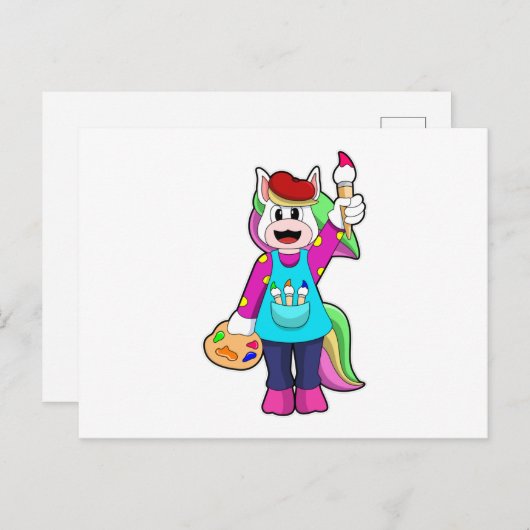 画家としてのユニコーン ポストカード (正面/裏面)