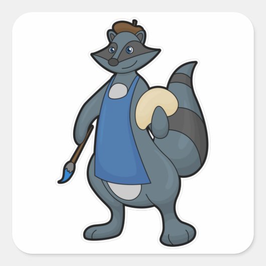 画家としてのルーンとペイントブラシ スクエアシール (正面)