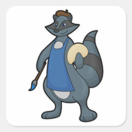 画家としてのルーンとペイントブラシ スクエアシール