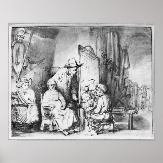 画家とスタジオの絵画インテリア ポスター (正面)