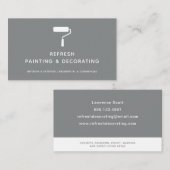 画家とデコレータ絵を描ローラーモダングレイ 名刺 (正面/裏面)