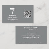 画家とデコレータQRコード絵を描ローラーグレー 名刺 (正面/裏面)