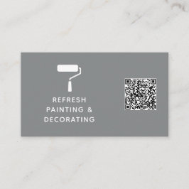 画家とデコレータQRコード絵を描ローラーグレー 名刺