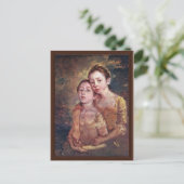 画家と娘たちと猫の肖像 ポストカード (スタンド正面)