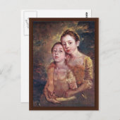 画家と娘たちと猫の肖像 ポストカード (正面/裏面)