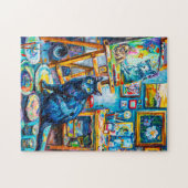 画家のスタジオで猫をペイントする ジグソーパズル (横)