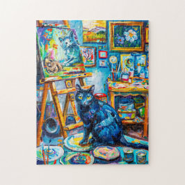 画家のスタジオで猫をペイントする ジグソーパズル