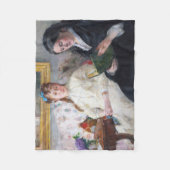 画家の母と妹ベルテ・モリソ フリースブランケット (正面)