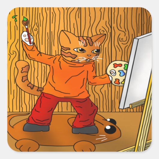 画家の猫 スクエアシール (正面)