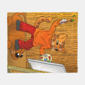 画家の猫 フリースブランケット (正面(横))