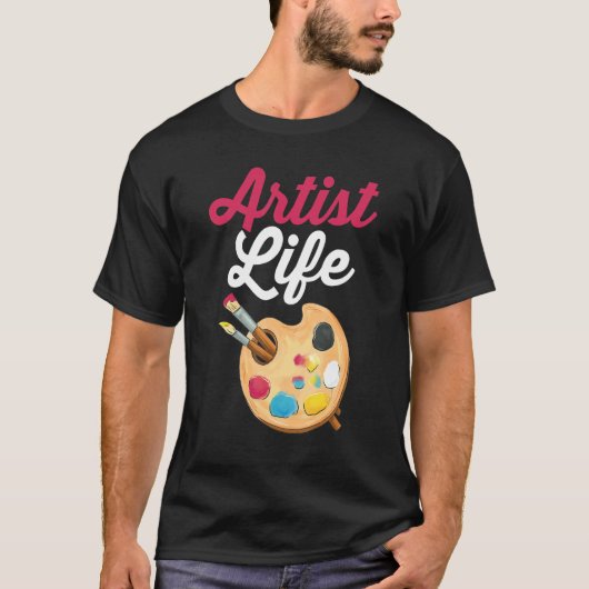 画家の絵を描先生学生アーティスト生活 Tシャツ (正面)