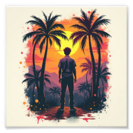 画家は彼の作品に驚絵を描いた フォトプリント           