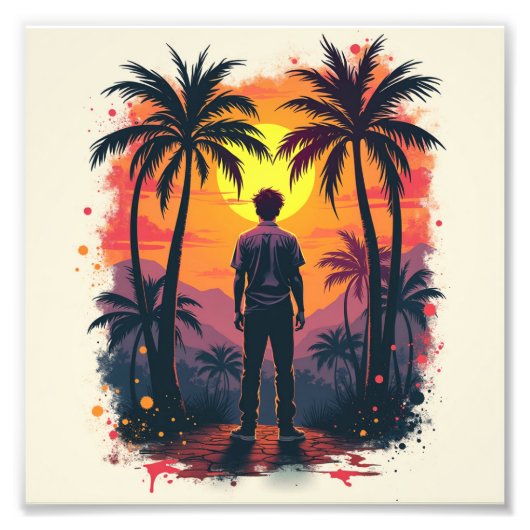 画家は彼の作品に驚絵を描いた フォトプリント            (正面)