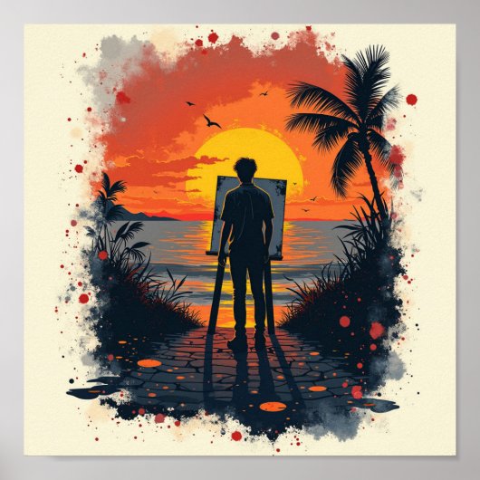 画家は彼の作品に驚絵を描いた ポスター (正面)