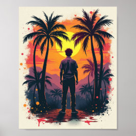 画家は彼の作品に驚絵を描いた ポスター