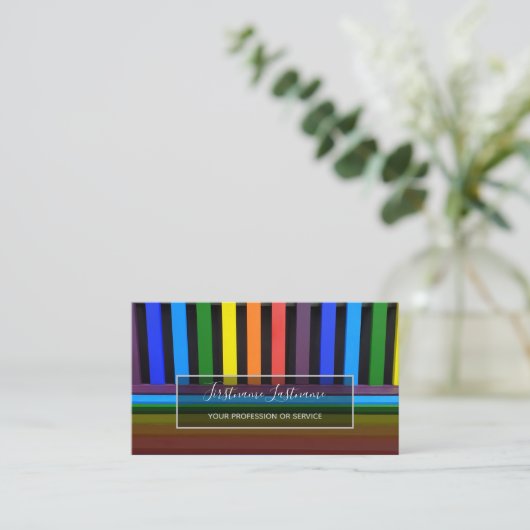 画家やデコレーターのビジネスのための虹色 名刺 (スタンド正面)