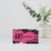 画家イラストレータピンク&ブラックインクスプラッシュ 名刺 (スタンド正面)