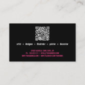 画家イラストレータピンク&ブラックインクスプラッシュ 名刺 (裏面)