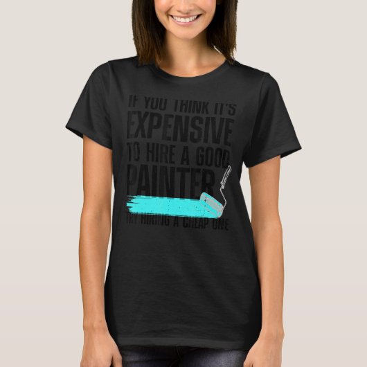 画家カッコいい女男性へ画家絵師絵を描師 Tシャツ (正面)