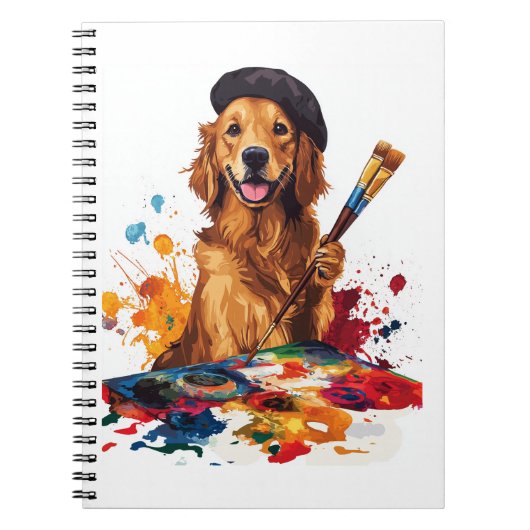 画家パピー イーゼルを持つ芸術的な犬 ノートブック (正面)