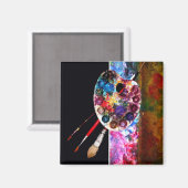 画家用カラーパレット及びブラシ マグネット (正面/裏面)