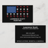 画家絵を描のアメリカ国旗の愛国心 名刺 (正面/裏面)