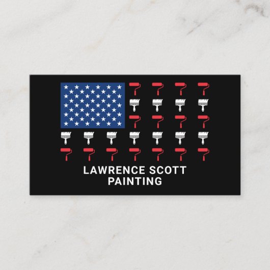 画家絵を描のアメリカ国旗の愛国心 名刺 (正面)