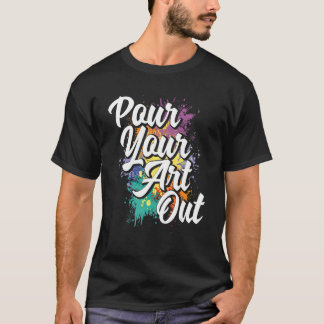 画家絵を描のカラーを絵を描注ぐ Tシャツ