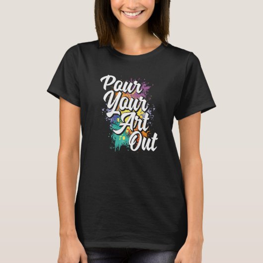 画家絵を描のカラーを絵を描注ぐ Tシャツ (正面)