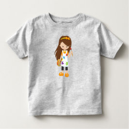 画家、ペイントアーティスト、かわいい女の子、茶色の髪 トドラーTシャツ