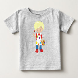 画家、ペイントアーティスト、かわいい少年、金髪 ベビーTシャツ