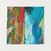  画布に花畑の油絵。クン タペストリー (正面(横))