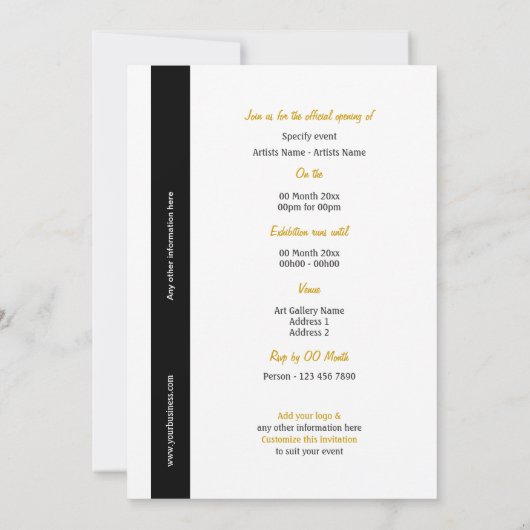 画廊のjeweleryはカスタマイズ 招待状 (裏面)