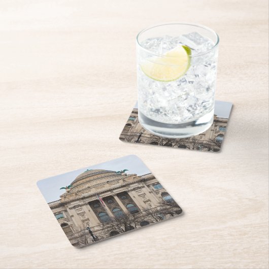 画期的なミルウォーキー公共図書館の外観 スクエアペーパーコースター (インサイチュ)