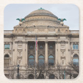 画期的なミルウォーキー公共図書館の外観 スクエアペーパーコースター (正面)