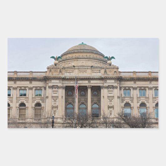 画期的なミルウォーキー公共図書館の外観 長方形シール (正面)