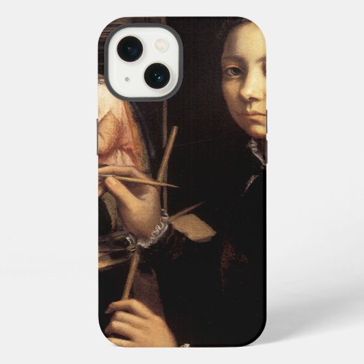 画架の前の自画像 iPhoneケース (裏面)