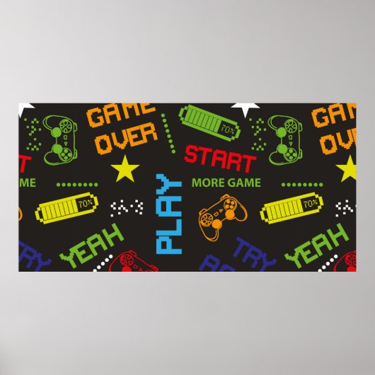 画素ゲームスタイルにおけるシームレスな抽象芸術パターンウィット ポスター (正面)