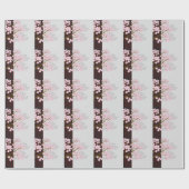 画面と日本のピンクのさくらんぼ花贈り物ラップ ラッピングペーパー (フラット)