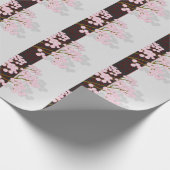 画面と日本のピンクのさくらんぼ花贈り物ラップ ラッピングペーパー (角)