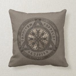 畏怖のブラウンの革および金ゴールドの舵輪 クッション