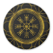 畏怖の護符のバイキングの保護runesの舵輪 セラミックノブ (正面)