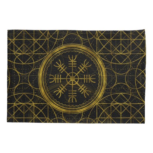 畏怖の護符のバイキングの保護runesの舵輪 枕カバー (裏面)