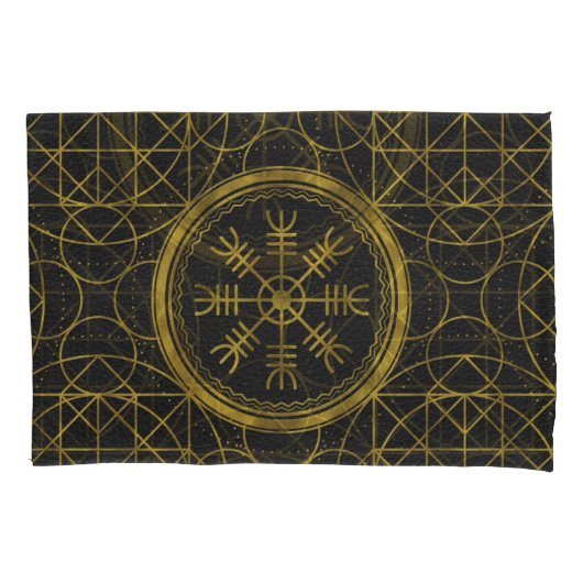 畏怖の護符のバイキングの保護runesの舵輪 枕カバー (正面)